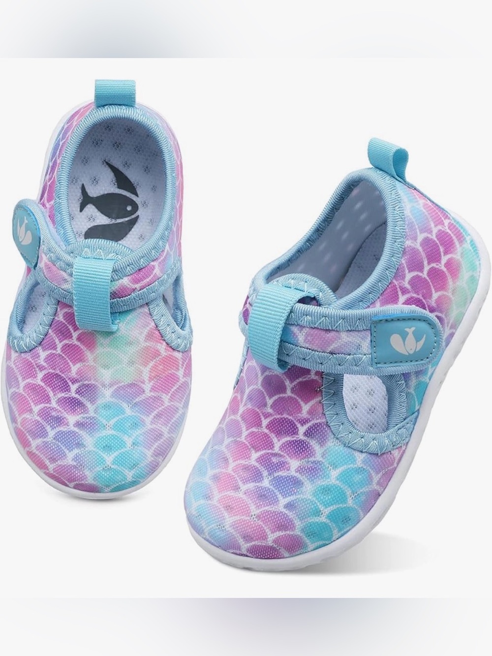 Kids Mermaid-Scale Slip-On Water Shoes - Pastel Pink Blue